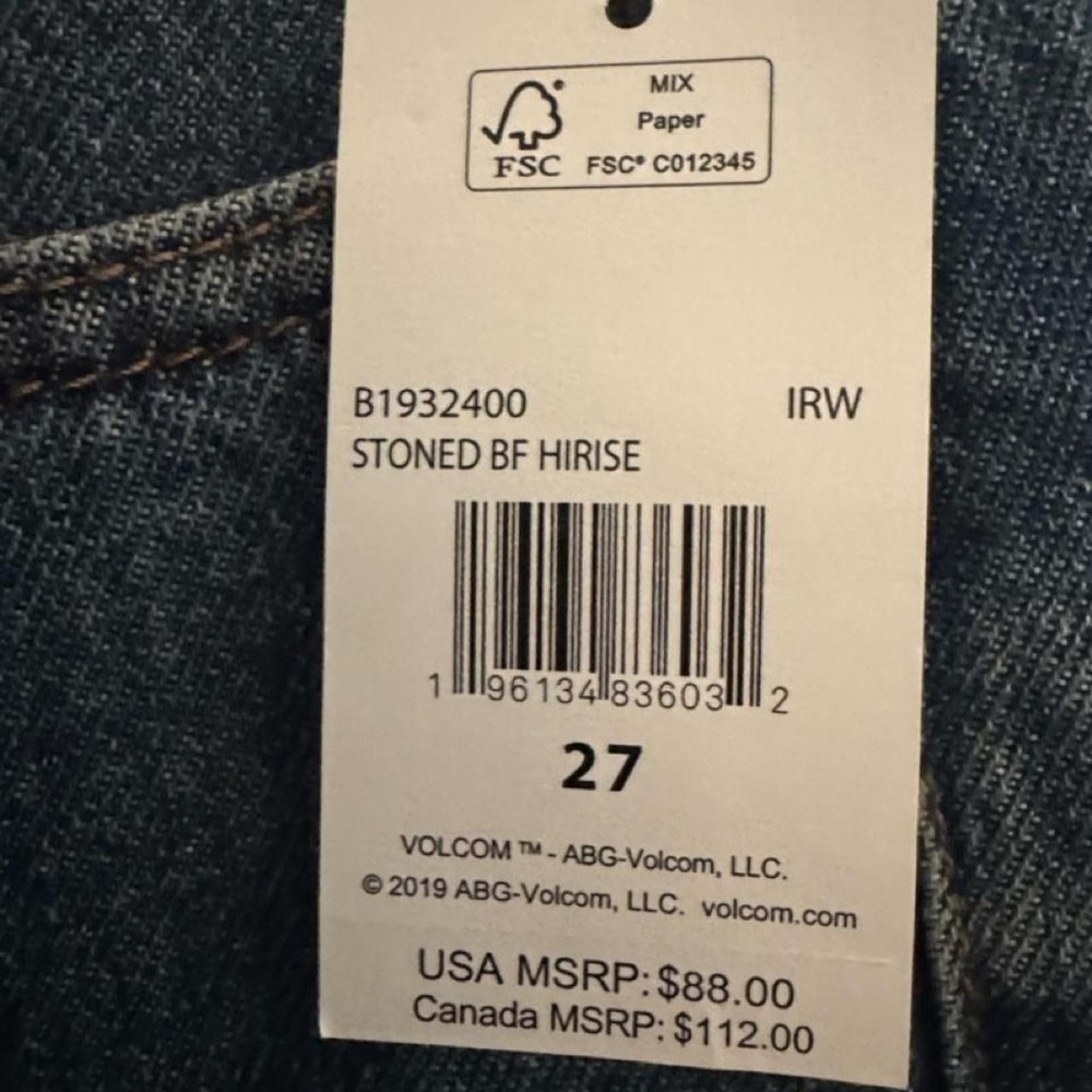Woman Volcom Stoned BF Hi Rise Jeans NWT Size 27 - Picture 6 of 6